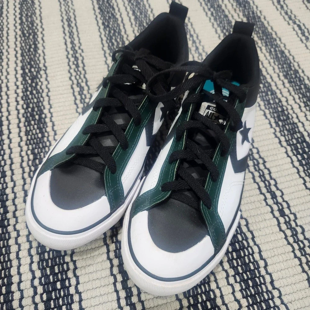 Converse Star Player 76 Kids Shoes White Green Black Leather A09331C Size 6Y